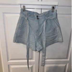 American Eagle Outfitters Self Tie High Rise Shorts Striped Blue Size 4 NWOT